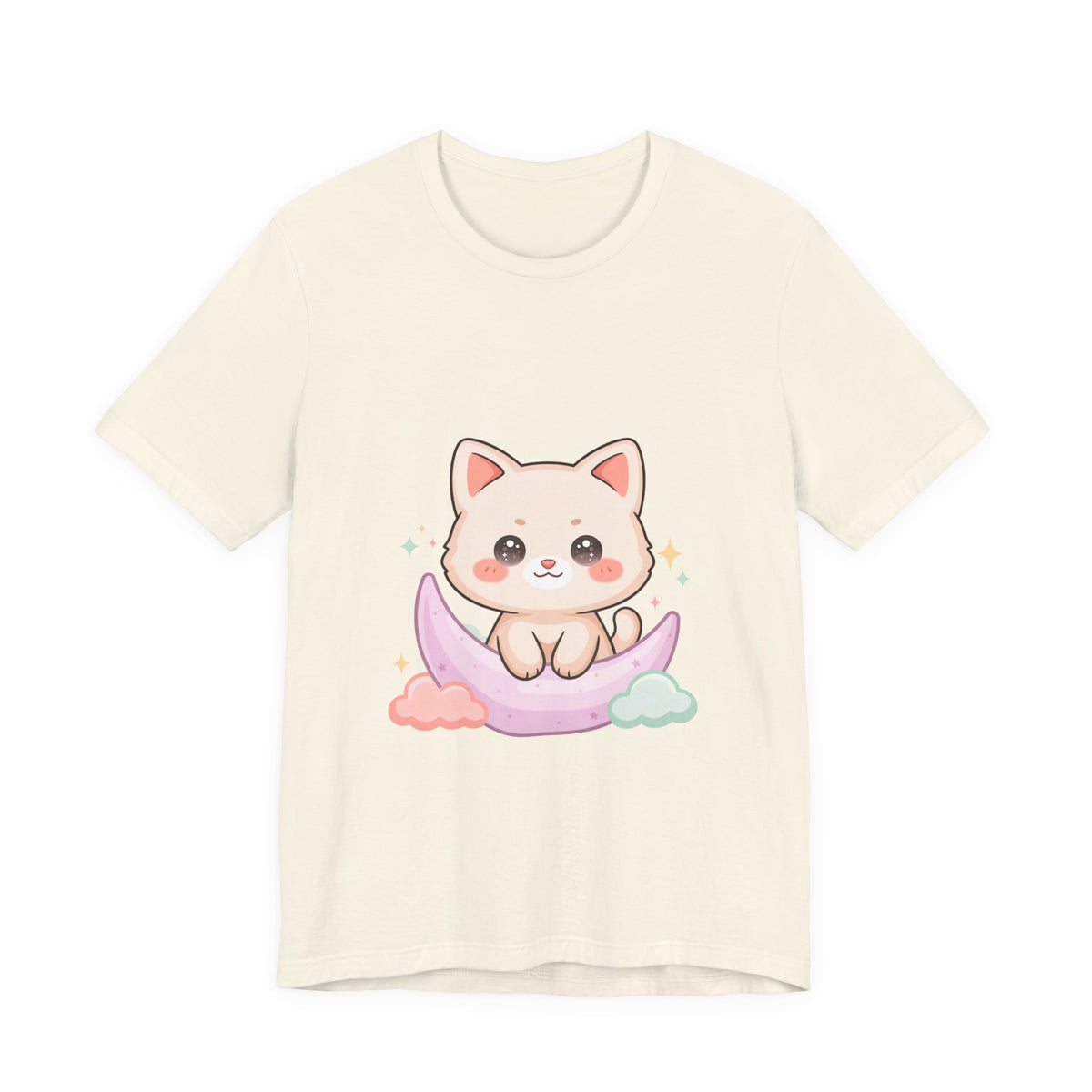 Kawaii Cat Moon T-Shirt for Cozy Night Owls