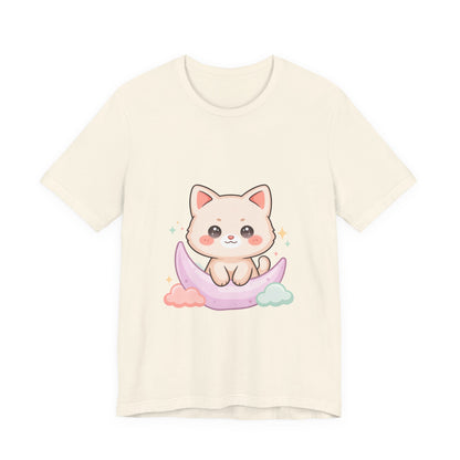 Kawaii Cat Moon T-Shirt for Cozy Night Owls