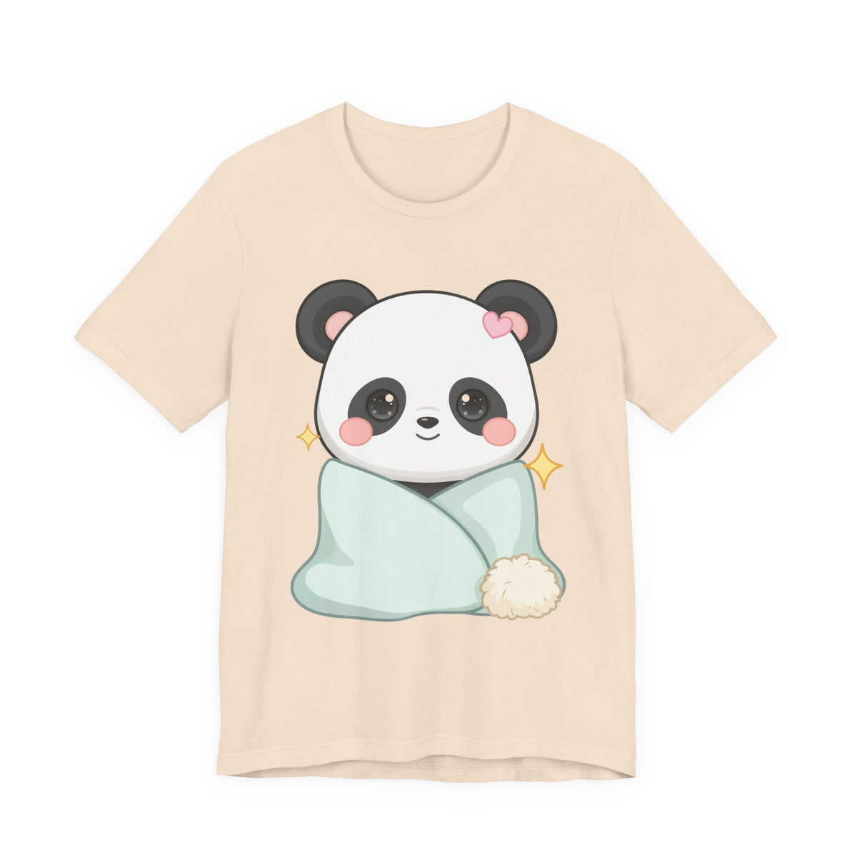 Kawaii Panda T-Shirt, Cozy Blanket Chibi Animal Tee