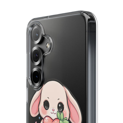 Kawaii Bunny Strawberry Phone Case, Clear Impact-Resistant