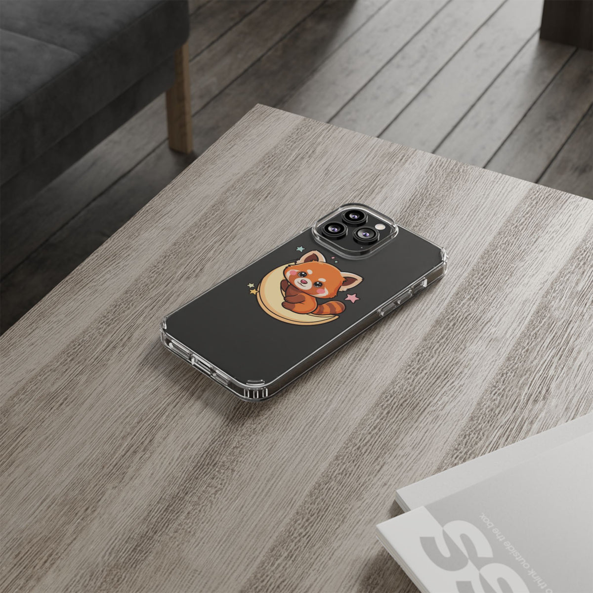 Red Panda Phone Case, Kawaii Moon Companion