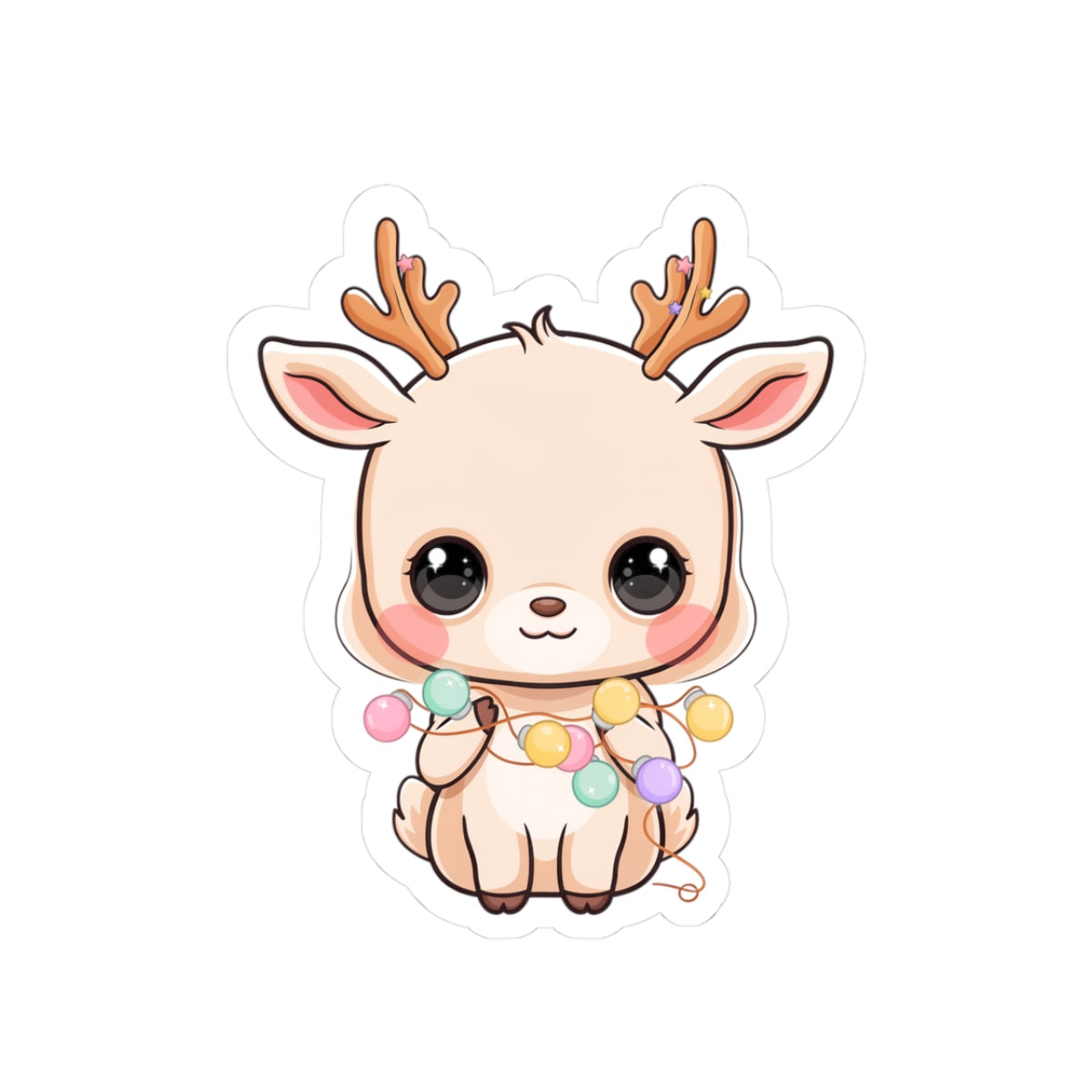 Kawaii Reindeer Sticker for Cute Holiday Decor