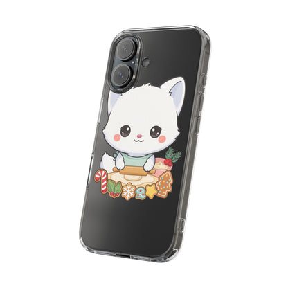Christmas Fox Clear Phone Case, Kawaii Cookie Baker
