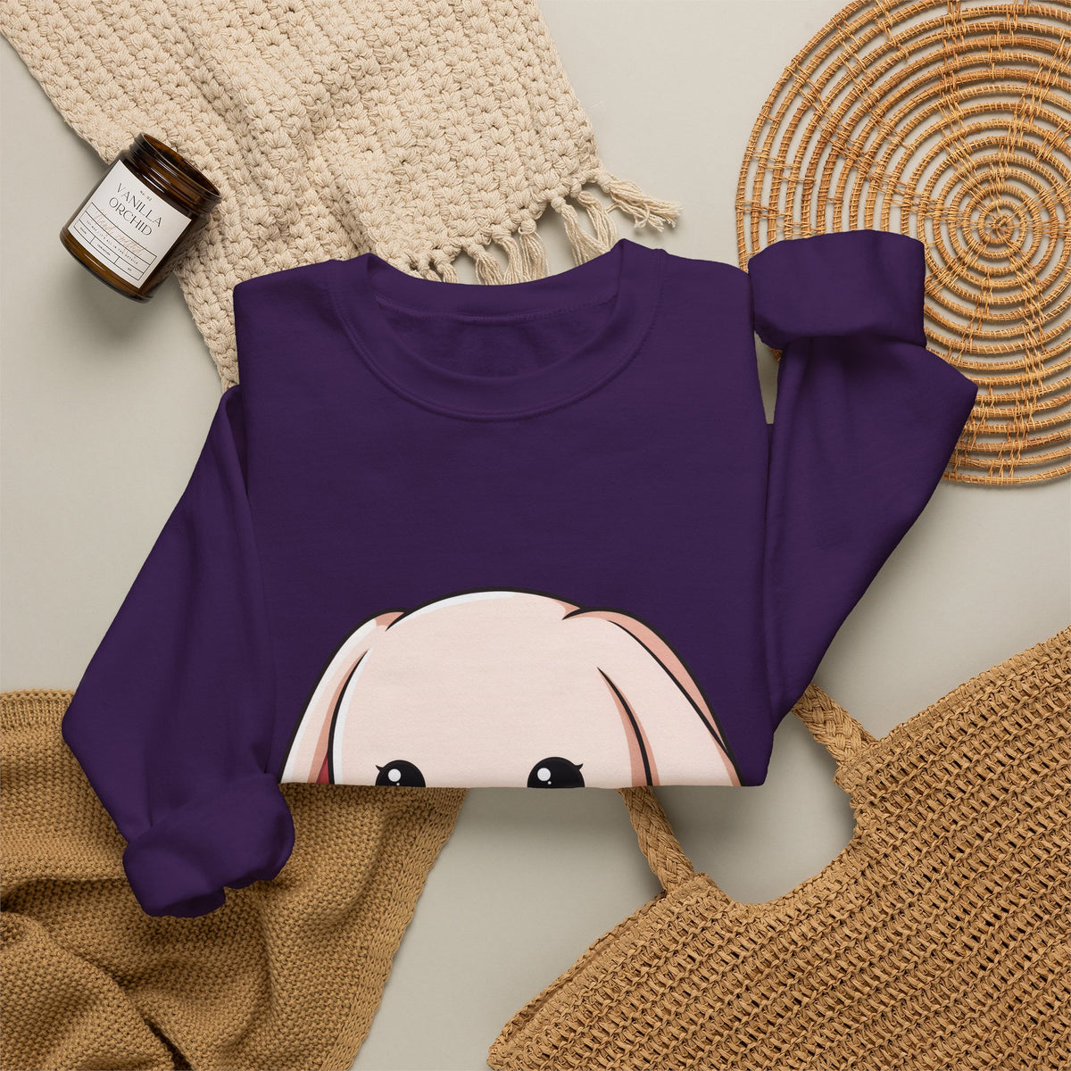 Kawaii Bunny Sweatshirt, Cute Heart Hug Crewneck