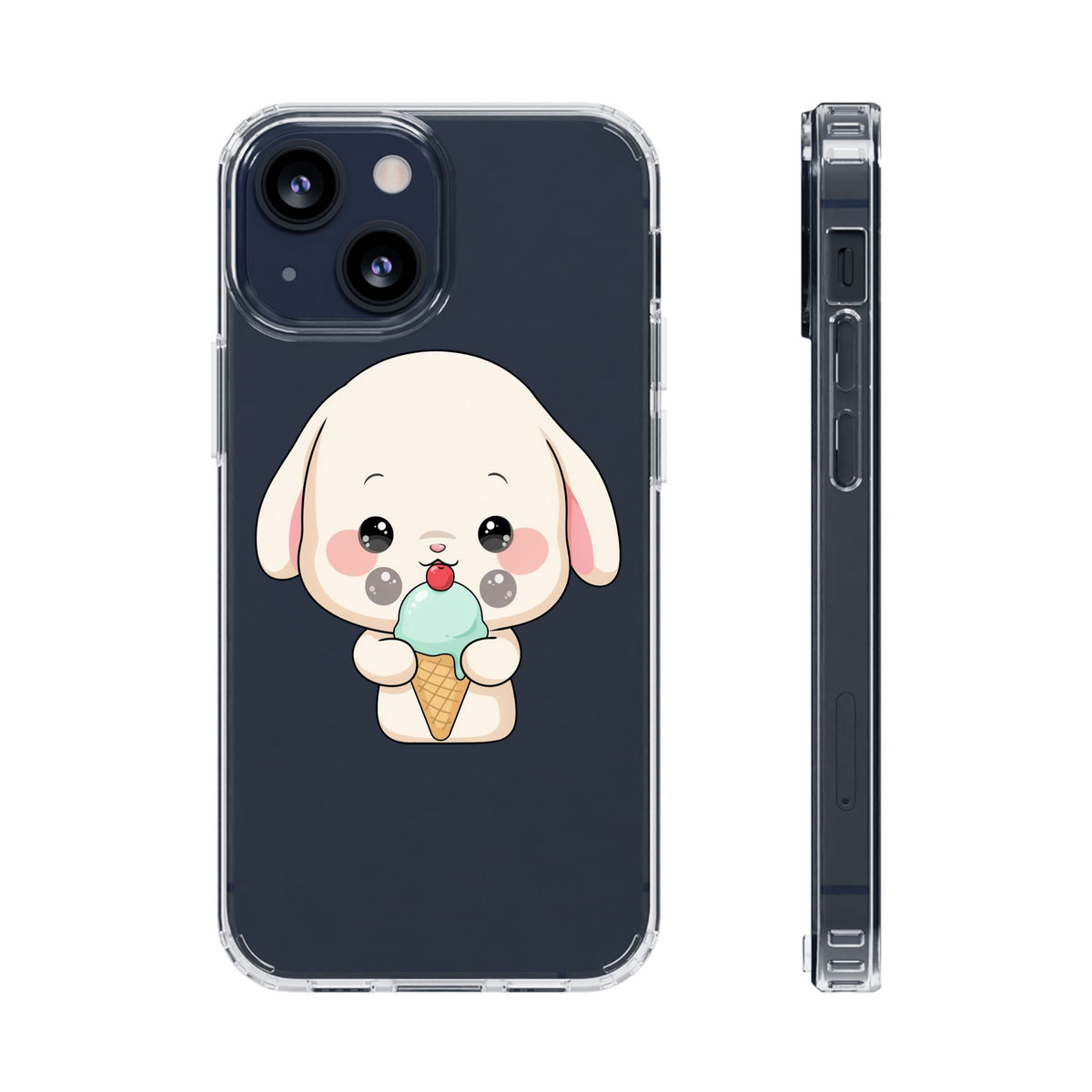 Kawaii Bunny Phone Case, Ice Cream Cutie Clear Case