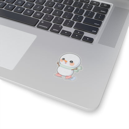 Kawaii Snowman Sticker, Cute Ice Skating Winter Decor