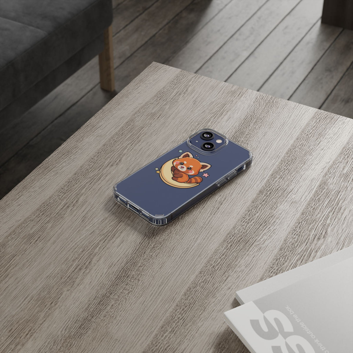 Red Panda Phone Case, Kawaii Moon Companion
