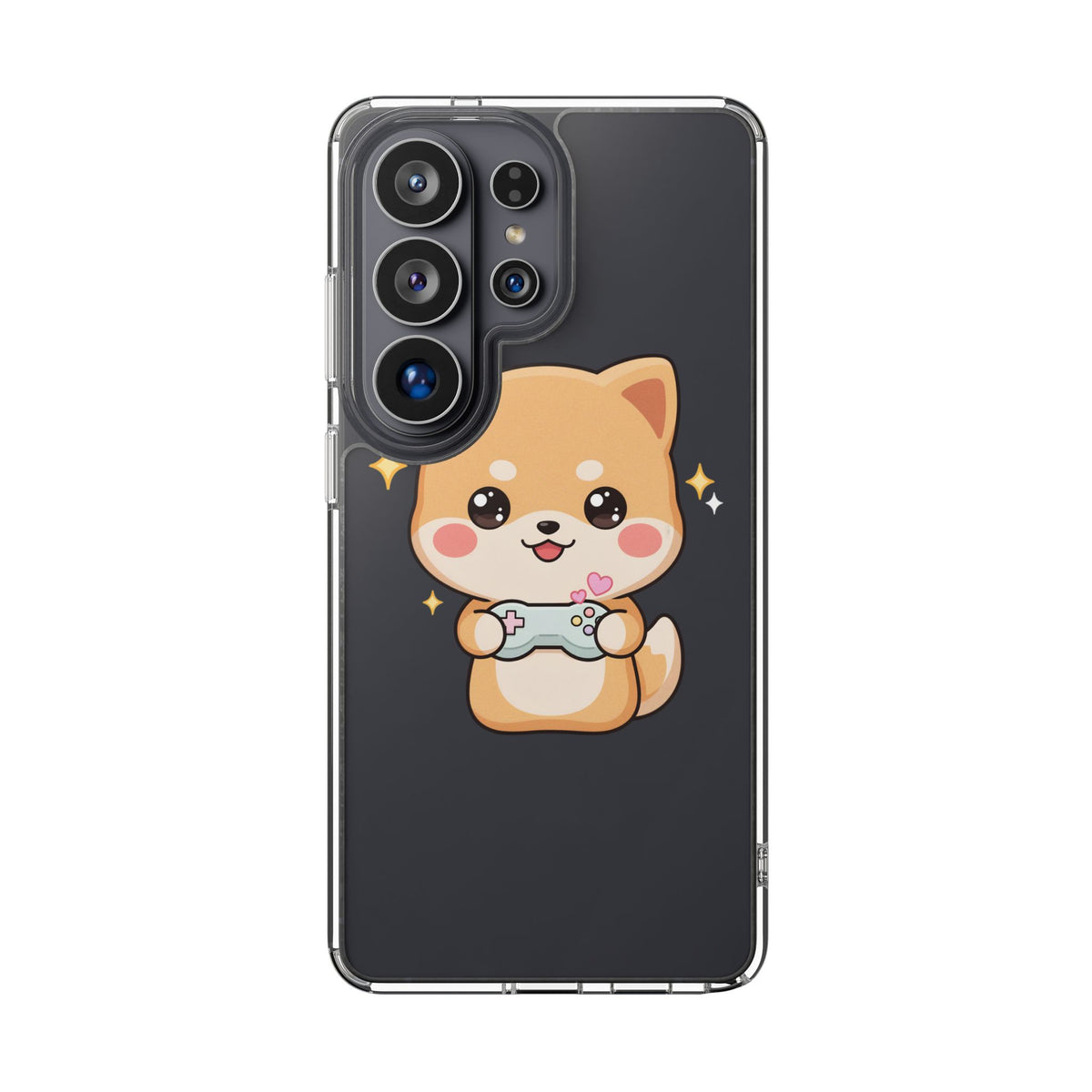 Kawaii Shiba Inu Gamer Phone Case, Clear Impact-Resistant