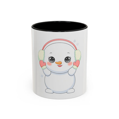 Kawaii Snowman Accent Coffee Mug for Cozy Winter Sips