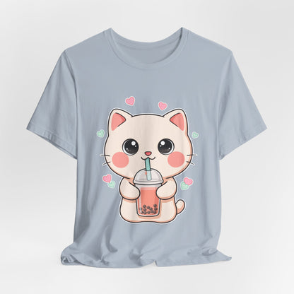 Kawaii Bubble Tea Cat T-Shirt for Cat and Boba Lovers