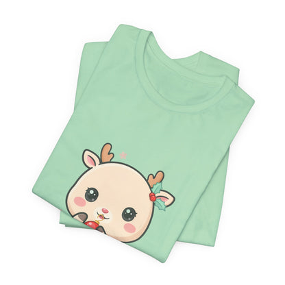 Kawaii Reindeer Christmas T-Shirt for Cute Holiday Style