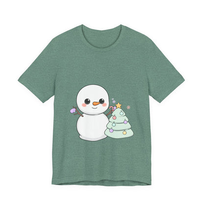Kawaii Snowman Christmas T-Shirt for Festive Outfits