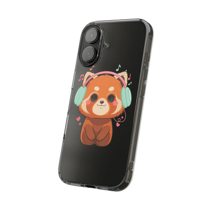 Red Panda Phone Case, Kawaii Music Lover Clear Case