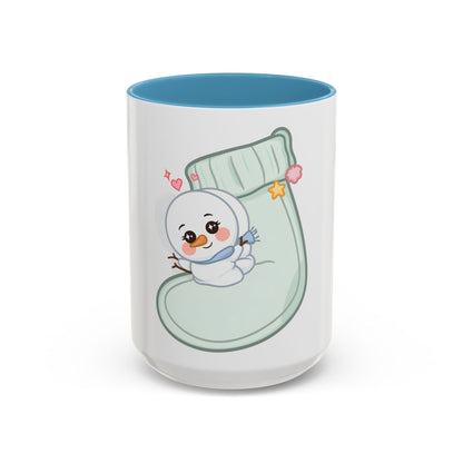 Christmas Snowman Accent Coffee Mug, Cute Holiday Gift