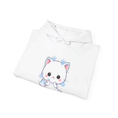 Kawaii Arctic Fox Hoodie, Cute Snowflake Fox Sweatshirt