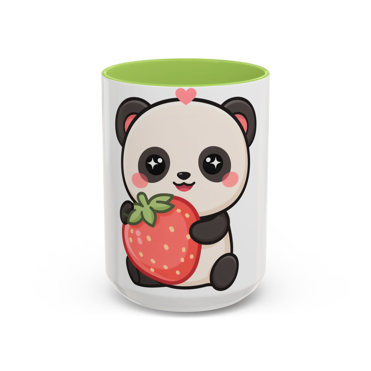 Kawaii Panda Accent Coffee Mug, Strawberry Lover Gift