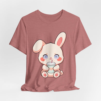 Kawaii Bunny Coffee T-Shirt: Cute Latte Lover Tee