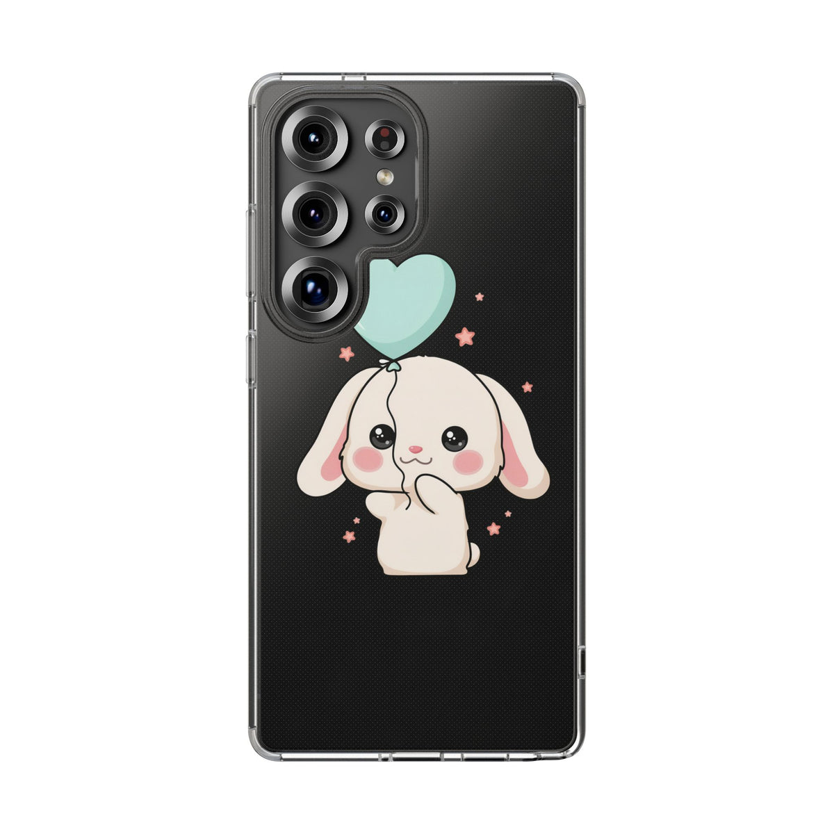 Kawaii Bunny Phone Case with Balloon, Clear Impact-Resistant