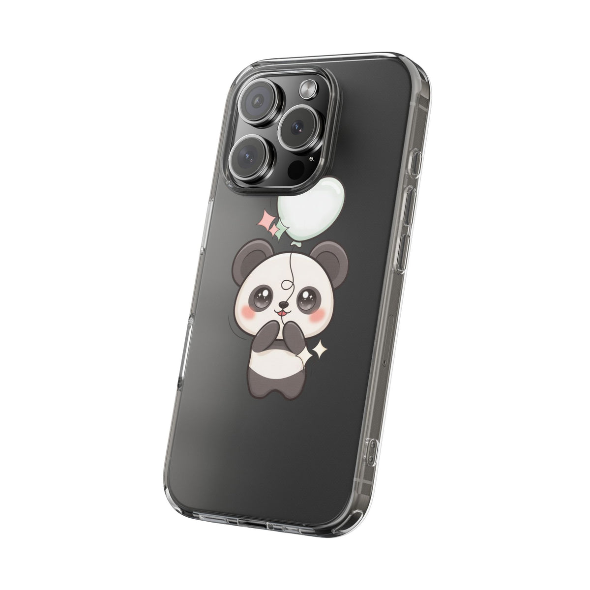 Kawaii Panda Clear Phone Case with Balloon