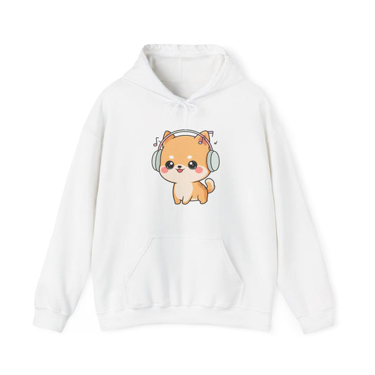 Kawaii Shiba Inu Hoodie for Cozy Music Lovers