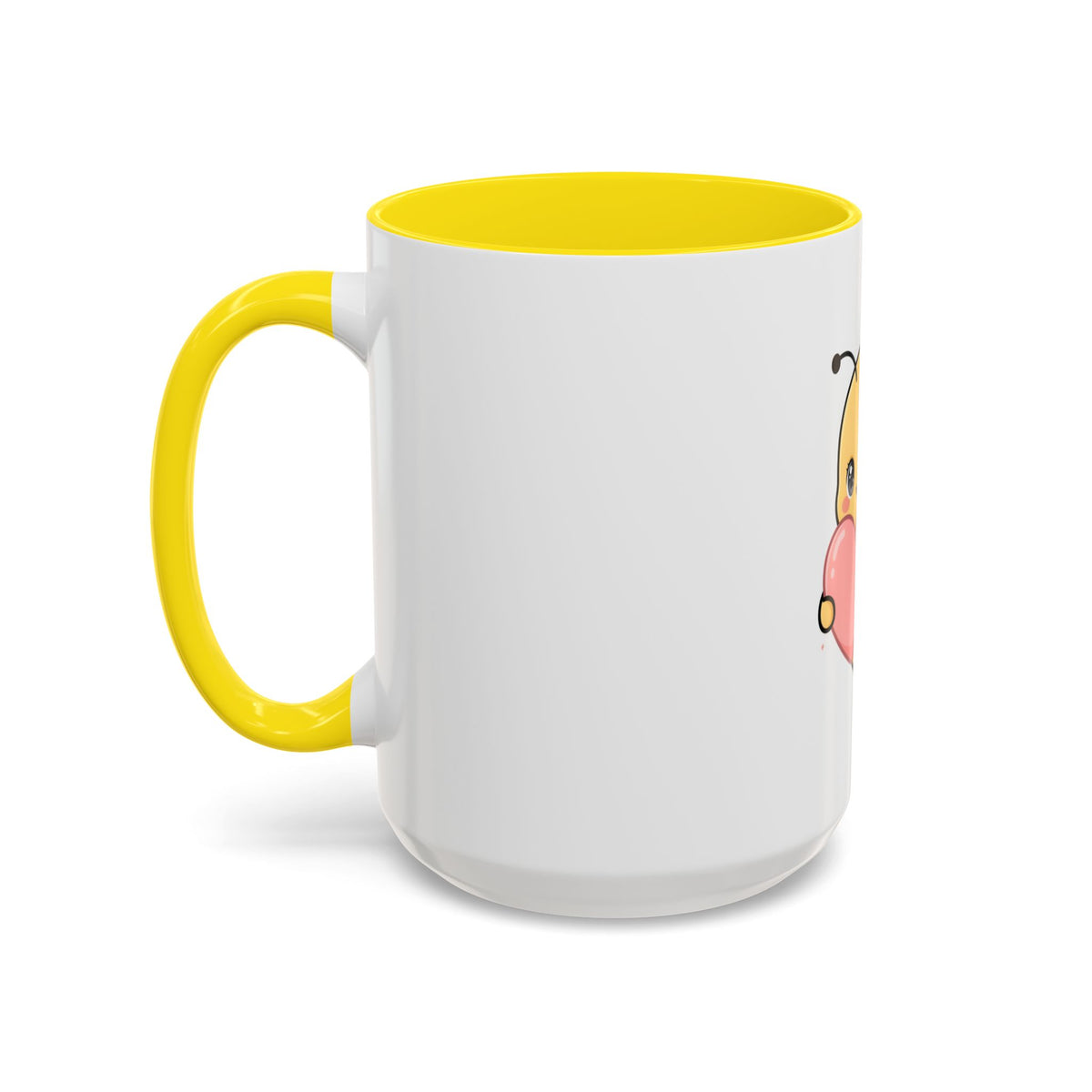 Kawaii Bee Accent Coffee Mug with Pink Heart
