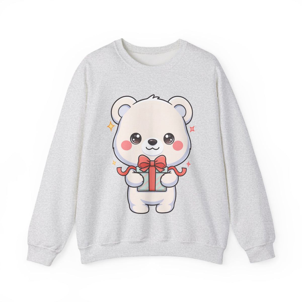 Kawaii Polar Bear Sweatshirt, Cute Gift-Giving Cub