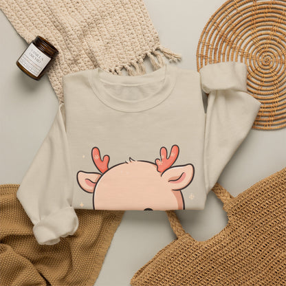 Kawaii Christmas Reindeer Sweatshirt, Cute Holiday Crewneck
