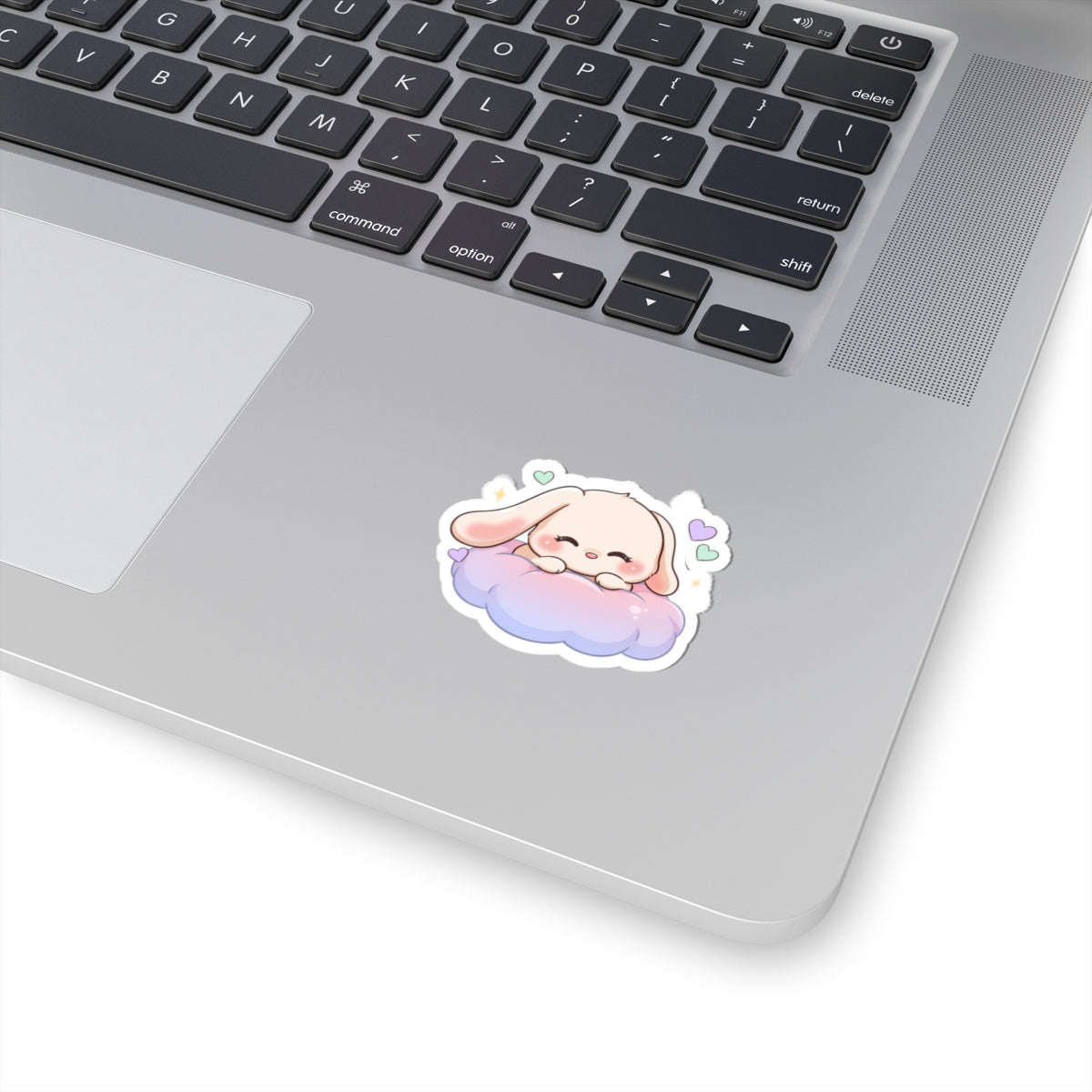 Kawaii Bunny Sticker on a Cloud for Cozy-Day Fans