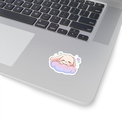 Kawaii Bunny Sticker on a Cloud for Cozy-Day Fans