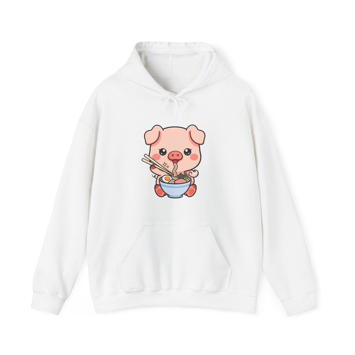 Kawaii Piglet Ramen Hoodie, Cute Noodle Lover Sweatshirt