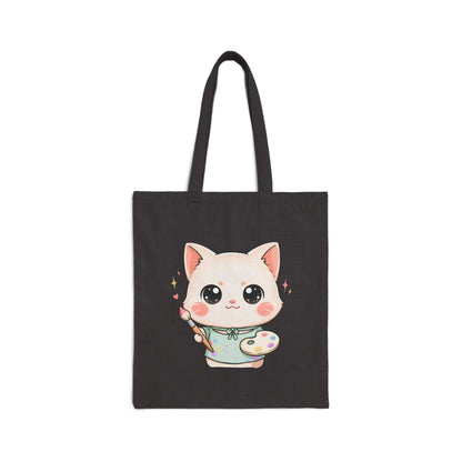 Kawaii Cat Artist Tote Bag for Creative Cat Lovers