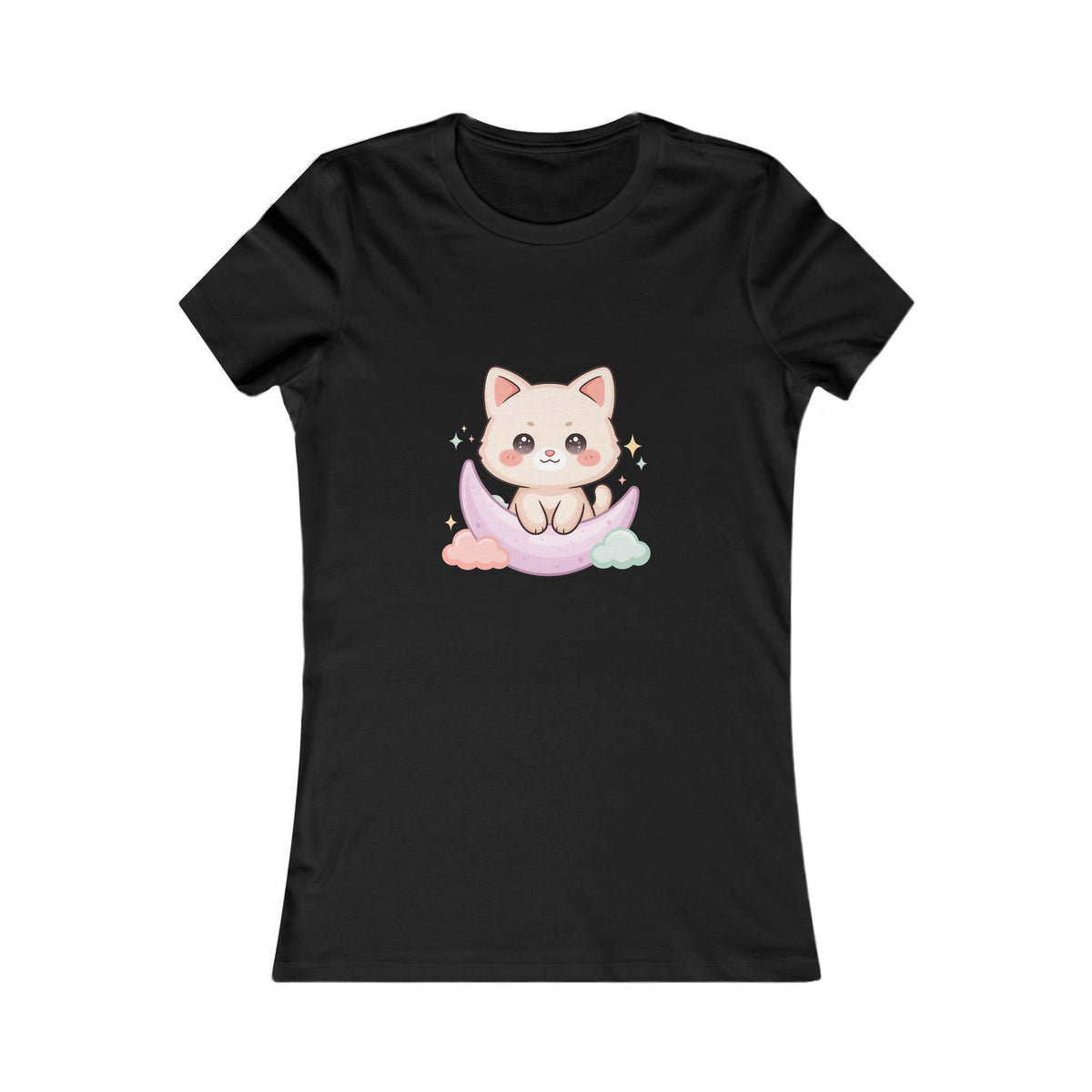 Kawaii Cat Moon T-Shirt for Dreamy Everyday Outings