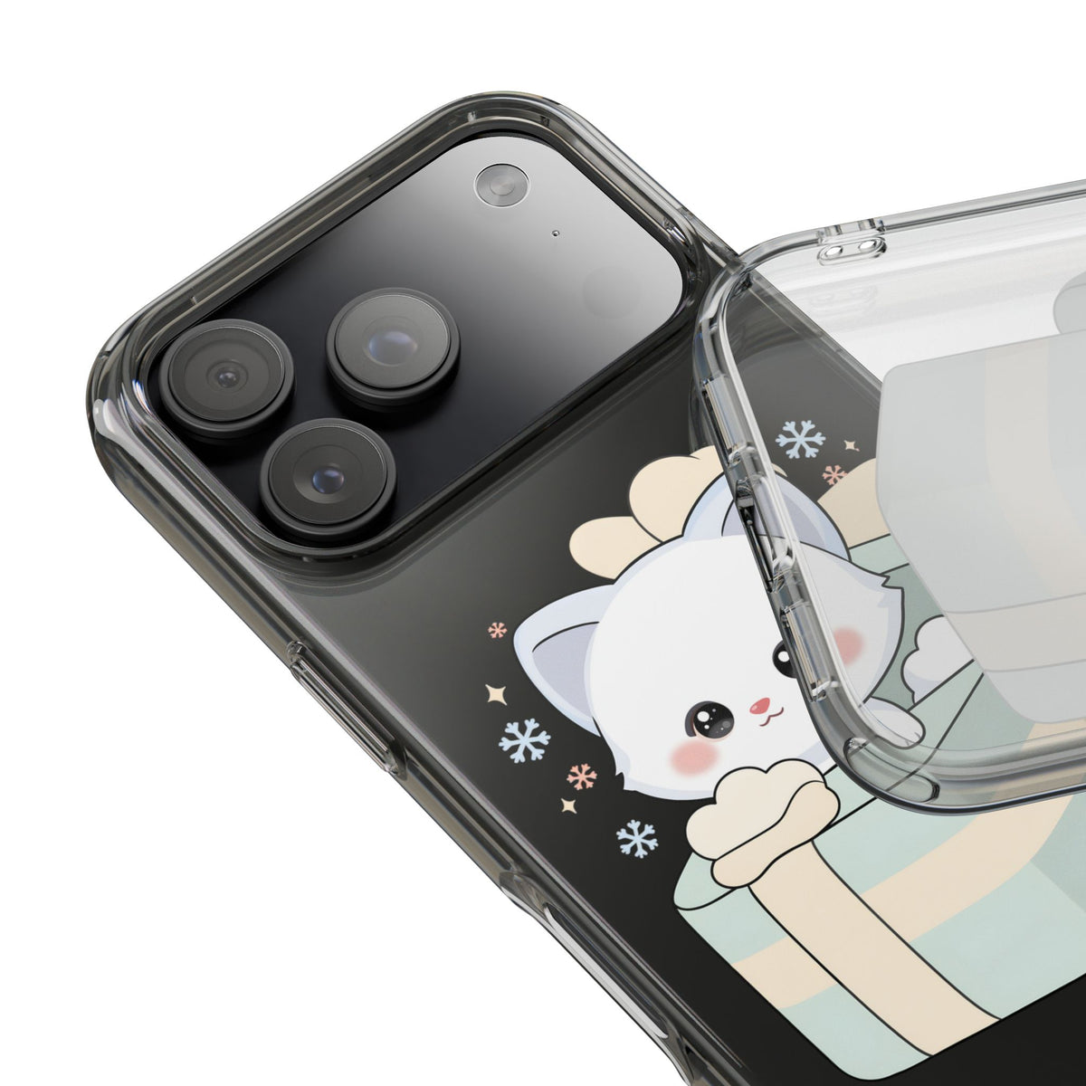 Kawaii Arctic Fox Clear Impact-Resistant Phone Case