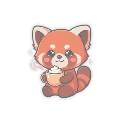 Kawaii Red Panda Latte Sticker for Coffee Lovers