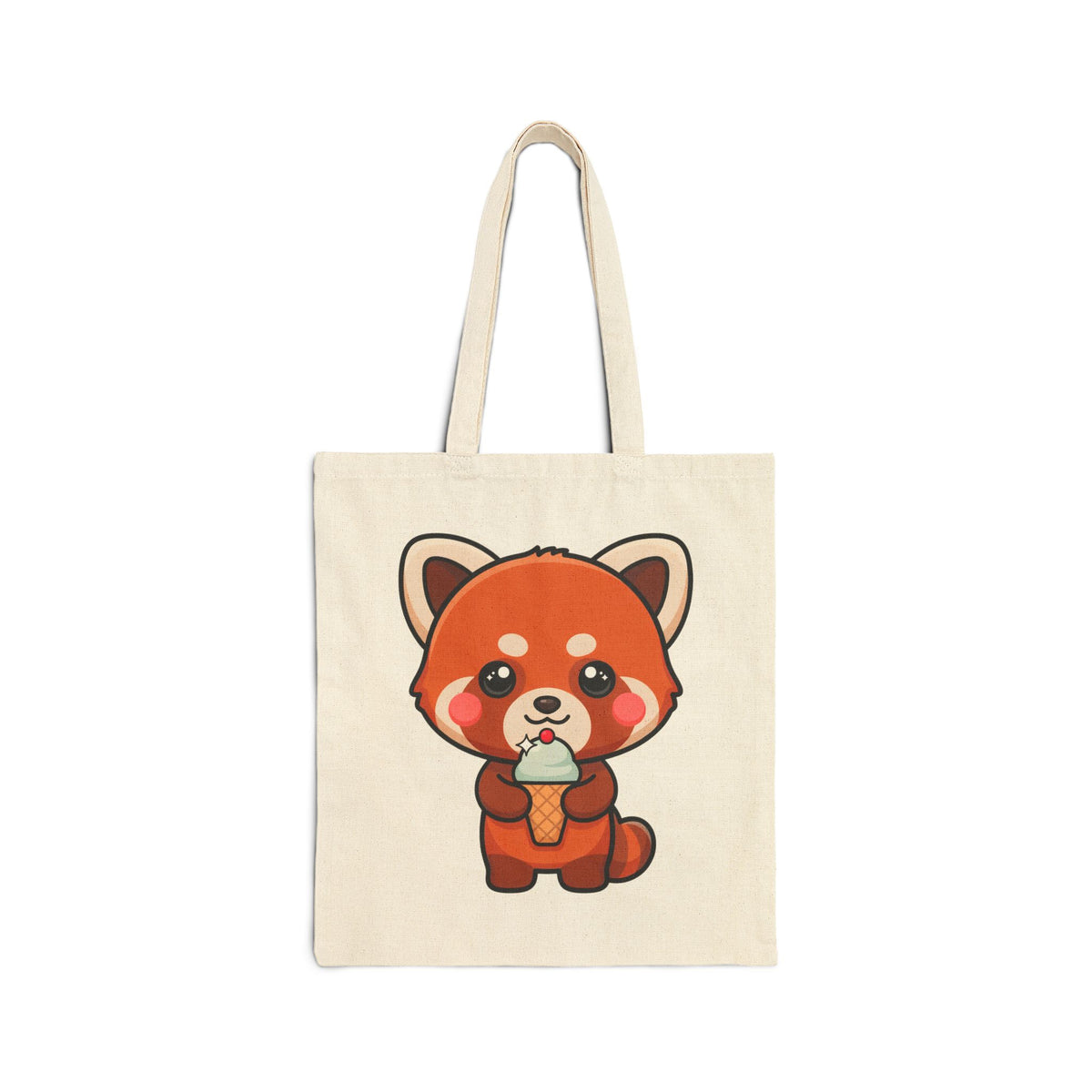 Red Panda Tote Bag, Cute Ice Cream Gift for Summer