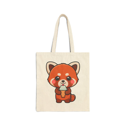Red Panda Tote Bag, Cute Ice Cream Gift for Summer