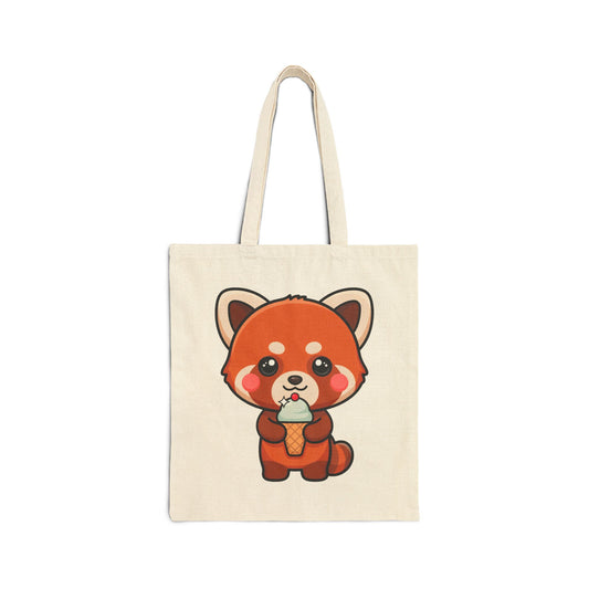 Red Panda Tote Bag, Cute Ice Cream Gift for Summer