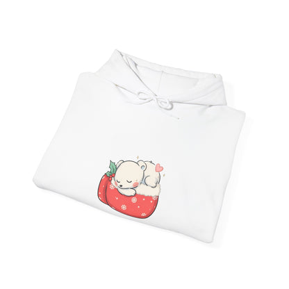 Christmas Polar Bear Hoodie, Kawaii Holiday Sweatshirt