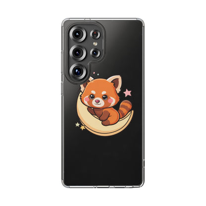 Red Panda Phone Case, Kawaii Moon Companion