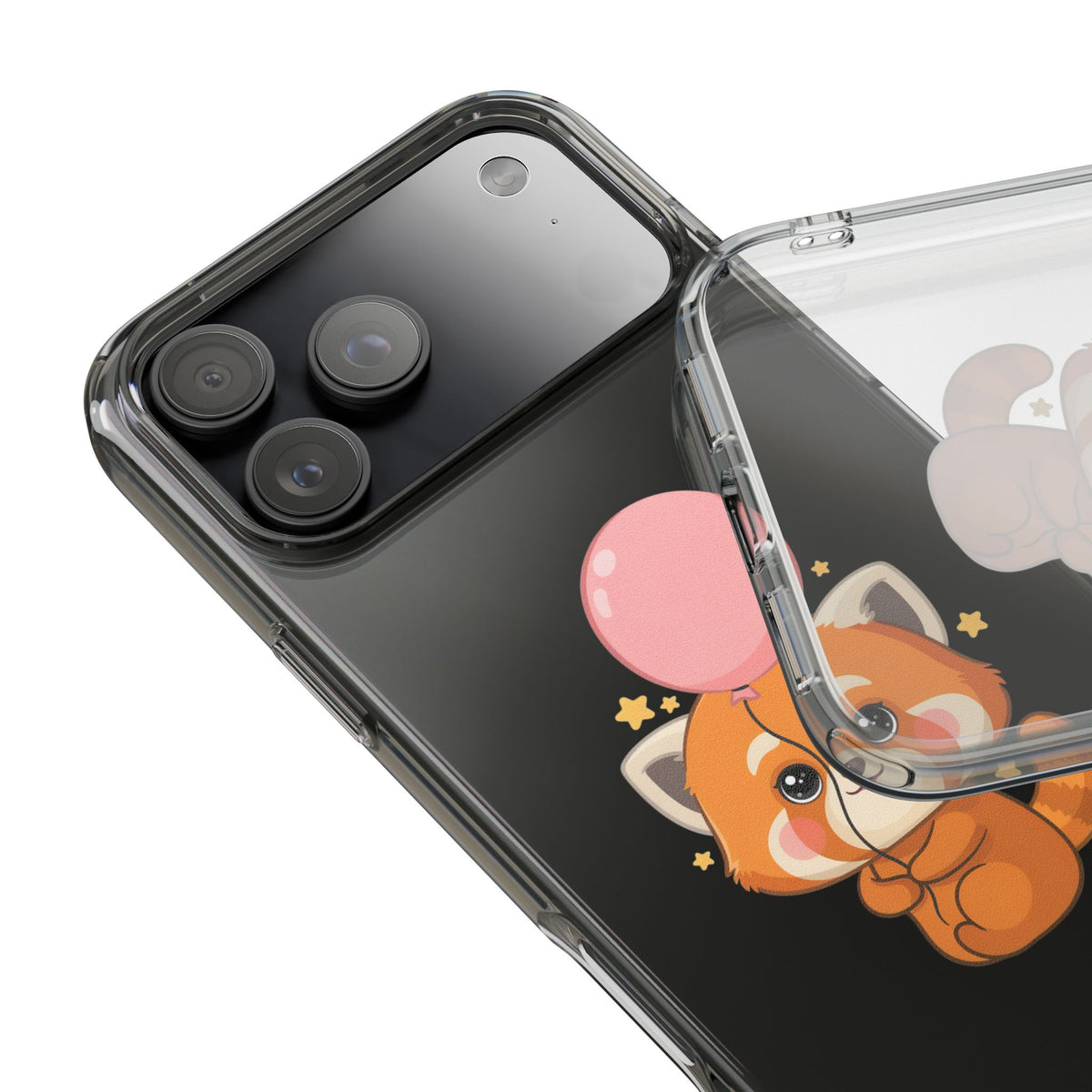 Kawaii Red Panda Clear Impact-Resistant Case with Balloon