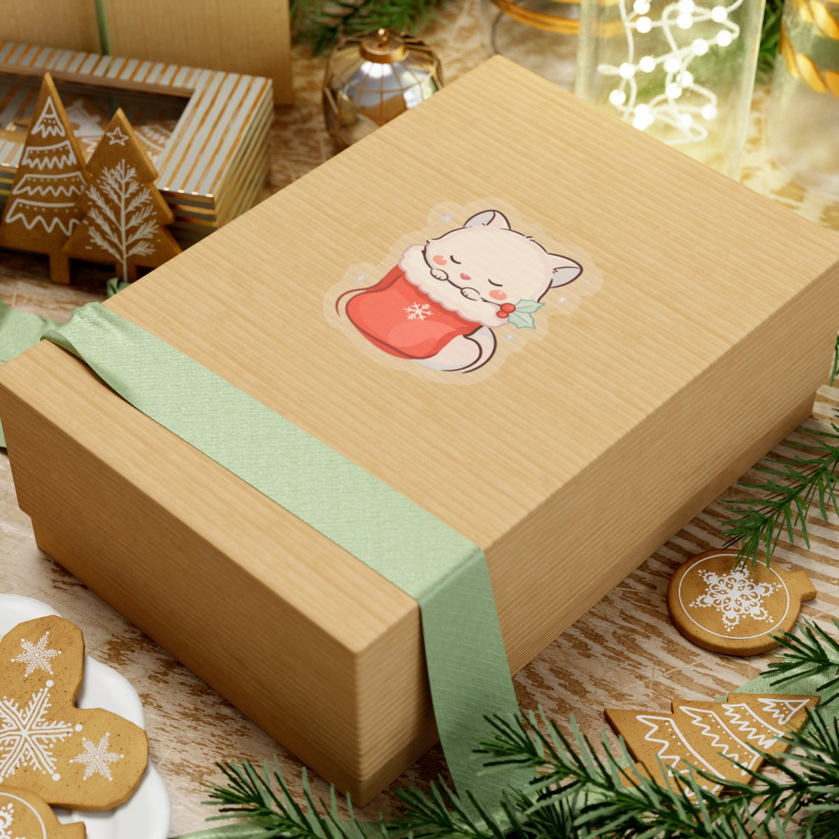 Kawaii Arctic Fox Christmas Sticker for Cozy Holiday Fans