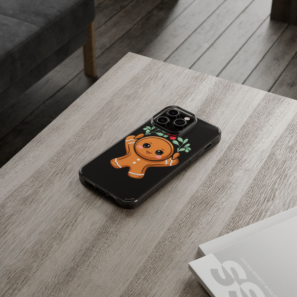 Kawaii Gingerbread Phone Case with Mistletoe Cheer