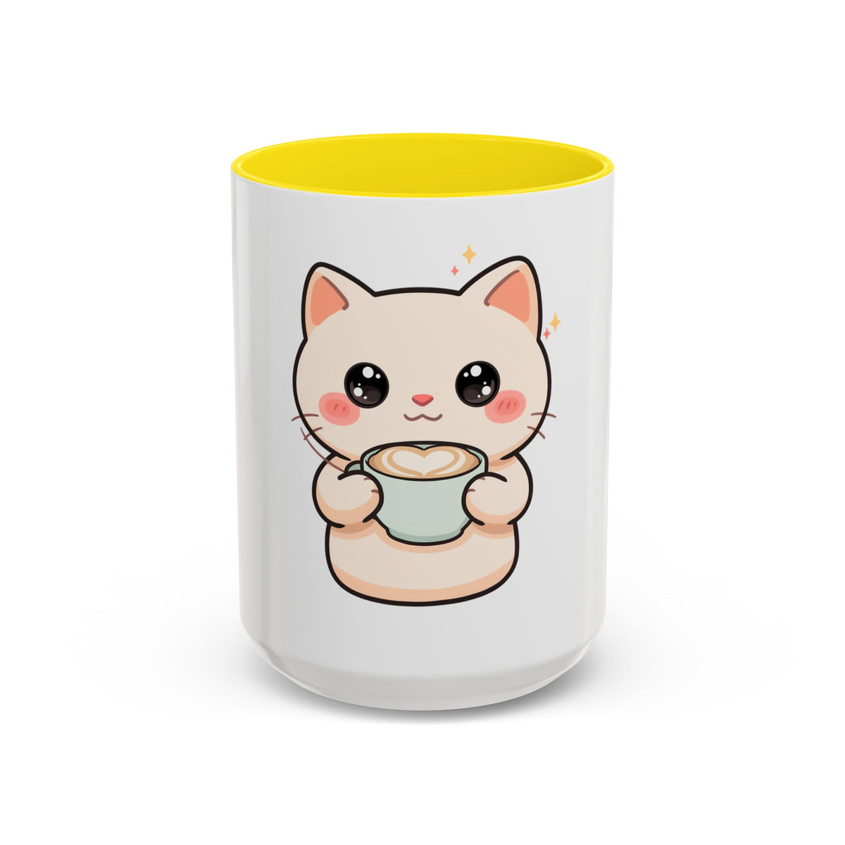 Kawaii Cat Coffee Mug, Cute Latte Accent Mug