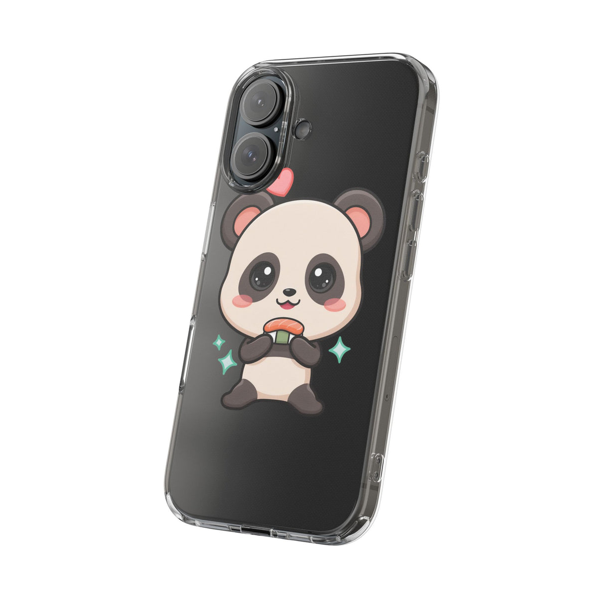 Kawaii Panda Sushi Phone Case, Clear Impact-Resistant Case