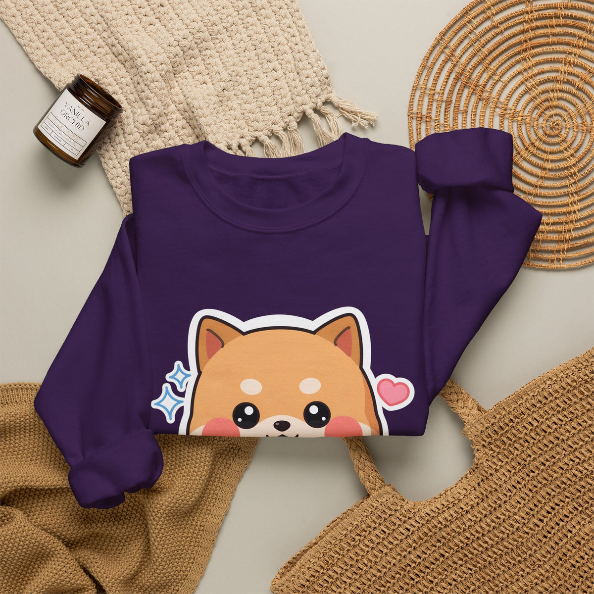 Kawaii Shiba Inu Sweatshirt, Cute Plant Lover Crewneck