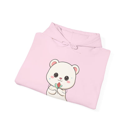 Kawaii Polar Bear Christmas Hoodie with Mistletoe