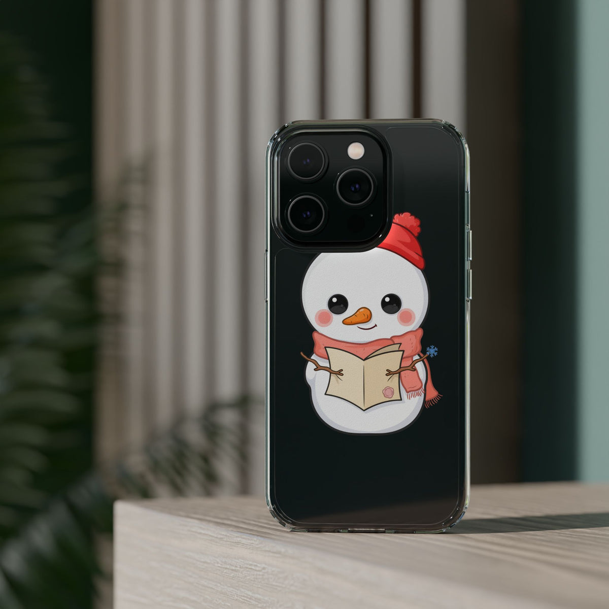 Kawaii Snowman Phone Case Reading to Santa