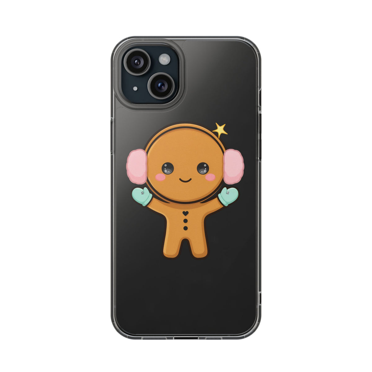 Kawaii Gingerbread Phone Case, Cute Winter Character