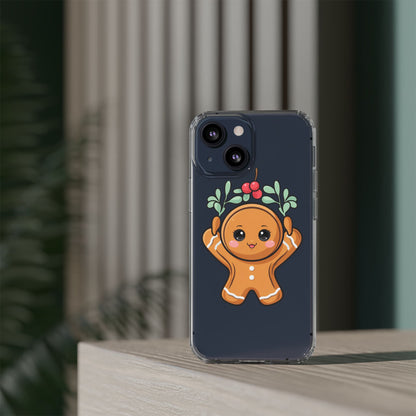 Kawaii Gingerbread Phone Case with Mistletoe Cheer