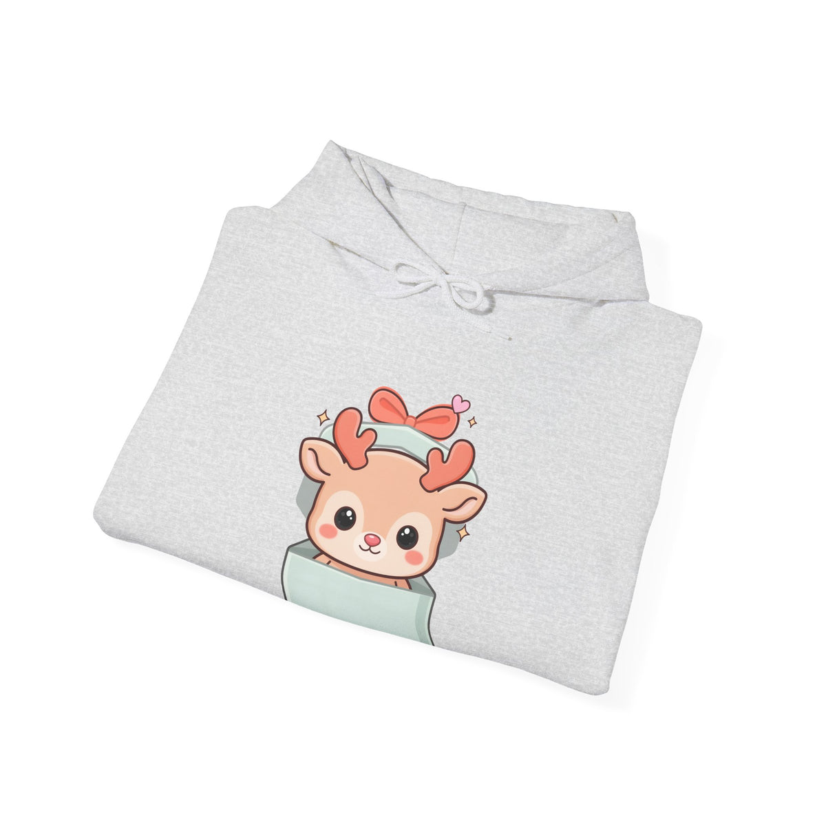Kawaii Reindeer Hoodie, Gift Box Christmas Sweatshirt